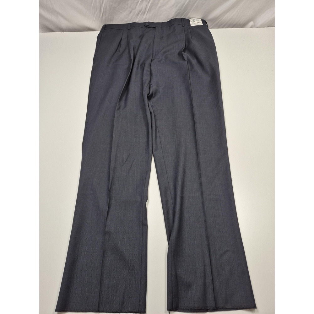 Elton Dress Pants Mens 44x36 Gray Pleated Straight Classic Fit Wool NWOT